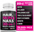 Biotin, Collagen, Silica, Hyaluronic Acid & Keratin - Hair Skin and Nails Vitamins for Hair Growth Support - Supplements for Women, Men - With B Vitamin Complex - Nails & Skin - 60 Capsules