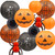 UNIQOOO 12Pcs Halloween Hanging Decorations Paper Lanterns, Jack-O'-Lantern Spider Skeleton Pumpkin for Indoor & Outdoor Spooky Home Decor, Party Supplies Props, 12" & 8" (Orange, Black)
