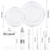 Morejoy 350PCS Clear Silver Plastic Plates - Silver Disposable Plates sets Include 50 Dinner Plates,50 Salad Plates,50 Forks,50 Knives, 50 Spoons，50 Cups, 50 Rolled Napkins for Wedding & Christmas