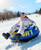 Raxurt Heavy Duty Snow Tube with Premium Canvas Cover for Kids and Adults, 48'' Inflatable Snow Sled Made by Thickened Bottom, Sledding Winter Outdoor Fun Toys for Children Boys Girls