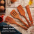 Wooden Spatula for Cooking, Teak Spatulas for Kitchen Use - Wooden Cooking Utensils Set of 4 including Paddle, Turner, Slotted Spurtle and Wood Scraper. Nonstick cookware, Kitchen Gifts for Women Men