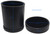 Black PU Leather Dice Cup, Black Premium Felt Lined with Removable Matching Lid Cover Tray, Plus (6) 16mm D6 White Dice Squared Corners