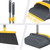 kelamayi Upgrade Broom and Dustpan Set, Broom with Dustpan Combo Set, Self-Cleaning with Dustpan Teeth, Indoor&Outdoor Sweeping, Stand Up Broom and Dustpan (Gray&Yellow)