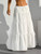 Xuani Maxi Skirts for Women Ruffle Hem A Line Long Skirts Elastic Waist Elegant Tiered Layer Boho Long Dress White