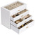 Kendal 4-Layer Jewelry Box with Drawer, Jewelry Holder Organizer with Glass Lid, Elegance White & Gold, Gift Idea, Christmas Gifts, for Earrings Bracelets Rings Sunglasses LJC4WGWH