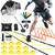 GHB Agility Ladder,Football Training Equipment Set,4 Agility Hurdles, 20 feet 12 Rungs Speed Ladder,12 Disc Cones,Resistance Parachute, Jump Rope, 5 Resistance Bands for Workout GHB Agility Ladder,Football Training Equipment Set,4 Agility Hurdles, 20 feet 12 Rungs Speed Ladder,12 Disc Cones,Resistance Parachute, Jump Rope, 5 Resistance Bands for Workout