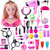 KonHaovF Kids Doll Head for Hair Styling and Make Up for Girls, Head Styling Doll with Hair Makeup Practice, Hair Styling Toys with Hair Dryer, Accessories (Pink)