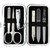 3 Swords Germany - Brand Quality 6 Piece Manicure Pedicure Grooming kit Set - Scissors, Metal and Glass Nail File, Clipper, Tweezers with Synthetic Leather case - Chequered