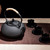 YJX 101 fl oz Extra Large and Heavy Cast Iron Teapot for Stovetop Safe, Black Tea Kettle with Stainless Steel Tea Balls for Loose Tea, Cast Iron Tea Pot for 6 to 10 People, 3000ml Japanese Tetsubin