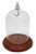 3 x 4 Pocket Watch Glass Display Dome Cloche, Silver Knob & Hook, Walnut Stained Base