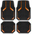 PIC AUTO Heavy Duty Rubber Floor Mats, Orange Aluminum Film Car Mats Set, Front and Rear Car Mats with Anti-Slip Backing, All Weather Protection, Trim-to-Fit for Automotive SUV, Sedan, Van