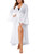 OYOANGLE Women's Plus Size Sheer Ruffle Trim Long Sleeve Belted Robe Bride Wedding Party Long Bathrobe White X-Large Plus