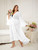 OYOANGLE Women's Plus Size Sheer Ruffle Trim Long Sleeve Belted Robe Bride Wedding Party Long Bathrobe White X-Large Plus