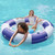 SLOOSH Inflatable Pool Lounger Float with Mesh, 80" x 80" Tanning Pool Floats, Double Lounger Round Ring for Adults, Floating Mat Raft for Lake and Beach with Cup Holder (Navyblue Strpie) SLOOSH Inflatable Pool Lounger Float with Mesh, 80" x 80" Tanning Pool Floats, Double Lounger Round Ring for Adults, Floating Mat Raft for Lake and Beach with Cup Holder (Navyblue Strpie)