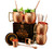 COPPER-BAR Moscow Mule Copper Mugs - Unique HANDCREFTED Gift Set of 4, Hammered by Artisan, 100% Pure Solid Copper Cups 16oz for Drinking Water & Cocktails, Include 18 Pcs accessories & Special Opener-1764957056