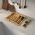 Thalomely Bamboo Kitchen Drawer Organizer, Expandable Utensil Organizer with Removable Knife Block, Cutlery Tray Holder with Divider, Adjustable Silverware Organizer, Wood Tableware Dividers Storage