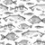 MuralPeel Black White Under The Sea Salmon Fish Modern Line Drawing Peel and Stick Wallpaper Self Adhesive Removable Easy Peel Off Contact Stick on Wall Paper for Bedroom Cabinet Renter