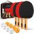 PRO-SPIN Ping Pong Paddles - High-Performance Set with Premium Table Tennis Rackets, 3-Star Ping Pong Balls, Compact Storage Case (4-Player Set, Red)