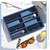 Amylove 2 Pcs Sunglass Organizer Trays Glasses Stackable Jewelry Trays Sunglass Organizer Display Box(8 Grids,Navy Blue)