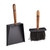 Relaxdays Fireplace Dustpan & Brush Set, Iron and Wooden Handle, Jute Bristles, Fireplace Set, Black/Brown, 1 Piece
