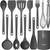 Silicone Cooking Utensils Set - 600°F Heat Resistant, Nonstick Kitchen Utensil Set with Spatulas, Spoons, Whisk, Tongs, BPA Free, Dishwasher Safe (Gray)