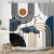 Leowefowa Mid Century Shower Curtain Boho Dark Blue Tropical Emerald Plam Leaves Shower Curtains Abstract Modern Geometric Minimalist Arch Lines Curtain Decor Waterproof Durable Fabric 72x72 inch