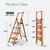 WOA WOA 4 Step Ladder, Ladders for Home, Anti-Slip Pedals, Aluminum Step Stool Foldable, Lightweight to Move, Ease of Storage, Reach 9ft for Closet Kitchen Library, Hold 300lbs - Wood Grain