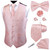 GUSLESON Mens Paisley Rose Gold Suit Vest Tie and Bow Tie Set Silk Waistcoat Necktie and Pocket Square Lapel Pin Set (6103-14-4XL)