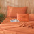 JSD 100% Cotton Burnt Orange Sheet Set Queen, 300 High Thread Count Sateen Bed Sheets Deep Pocket Soft Breathable