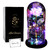 Beauty and The Beast Rose Light Up Galaxy Rose Gift for Mom Enchanted Forever Crystal Rose with Butterfly in Glass Dome Artificial Flower Unique Birthday Gifts for Her Grandma Sister Friend (Gold)