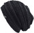 C.C Winter Oversized Beanie Hat with Fuzzy Lining – Thick Knit Thermal Beanie for Cold Weather, Soft Warm Fleece Lined Cap for Women & Men, Black/Charcoal