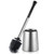 HAMITOR Toilet Bowl Brush Holder Set: Silicone Stainless Steel Deep Cleaning Toilet Cleaner Brush for Bathroom Restroom - Compact Modern Rv Toilet Scrubber Accessories with Caddy