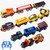 Giant bean 12Pcs Vehicles Battery Operated Train Car Set, Magnetic Mini Construction Set for Wooden Train Track, Bulk Car Toys for Toddlers Boys Girls Kids 3 4 5, Fits for Most Brands