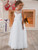 Lace Embellished A-Line Sleeveless Girls Wedding Party Dresses Size 8,White