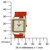 Peugeot Ladies Mini Square Crystal Gold-Tone Dial Blood Orange Red Leather Watch