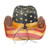 Vintage Tea-Stained USA American Flag Cowboy Hat w/ Western Shape-It Brim, One Size
