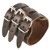 HZMAN Dark Brown Leather Wide Triple Strap Cuff Wrap Gauntlet Wristband Buckle Fastening Arm Armor Cuff (Brown)