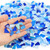 Yazikisa 1.1 lb Glass Mosaic Tiles for Crafts Bulk Blue Irregular Shape Tile Crystal Broken Stained Pieces Stepping Stone Adults DIY Making Supplies Picture Frames Puzzle