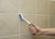 Quickie Cleaning Tile and Grout/Scrub Brush with Microband, 9.5-Inch Handle, White/Gray, for Bathroom/Shower/Bathtub/Backsplash
