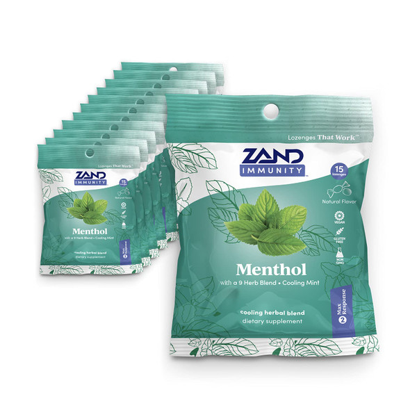 ZAND Immunity Menthol HerbaLozenge Cough Drops | Peppermint, Eucalyptus, Herb Blend | No Corn Syrup