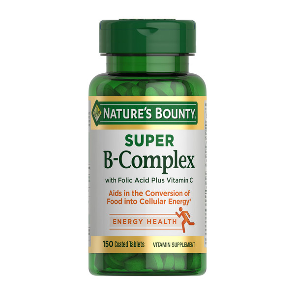 Nature's Bounty Super B Complex Vitamins with Vitamin C & Folic Acid, Vitamins for Immune & Cellular Energy Support, 150 Tablets