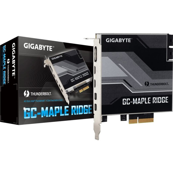 GIGABYTE GC-MAPLE RIDGE (Intel/Thunderbolt 4/ JHL 8540 Controller/ 2x USB Type-C/ 1x DisplayPort 1.4/ 2x Mini DisplayPort/ Max Bandwidth 40GB/s/ PCle Card) GIGABYTE GC-MAPLE RIDGE (Intel/Thunderbolt 4/ JHL 8540 Controller/ 2x USB Type-C/ 1x DisplayPort 1.4/ 2x Mini DisplayPort/ Max Bandwidth 40GB/s/ PCle Card)