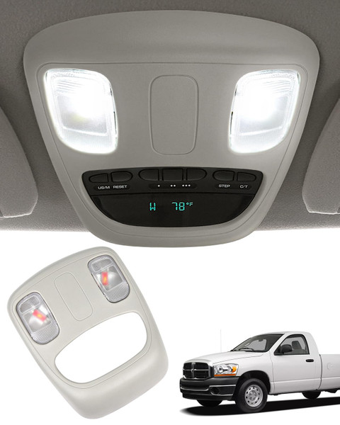 TOP-MAX Overhead Console Dome Light Replacement LED Interior Roof Map Reading Lamp for 2002-2010 Dodge Ram 1500 2500 3500 4500 5500, Replaces 1DK78BD1AA, 1DK78TL2AA