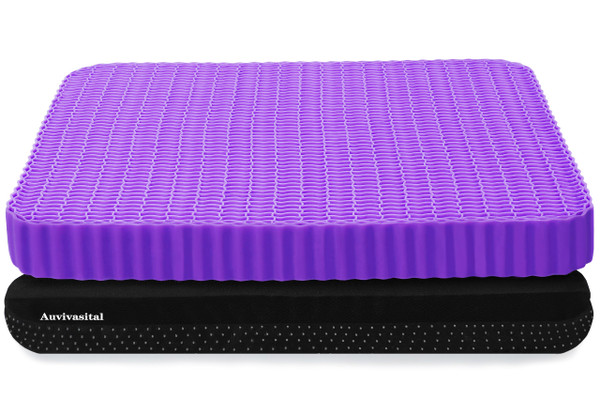 Innovative and Improved Seat Cushion, Large and Thick,Gel Seat Cushion for Long Sitting for Back, Hip, Sciatica, Tailbone Pain Relief, Used for The Office, Wheelchair, Recliner, Car, Truck.(Púrpura)