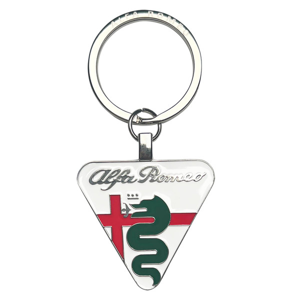 JUNMEI Car Logo Keychain for alfa romeo Car 3D Chrome Metal Alloy Key Chain Gifts for Women and Men Keyring Universal Size (White alfa)