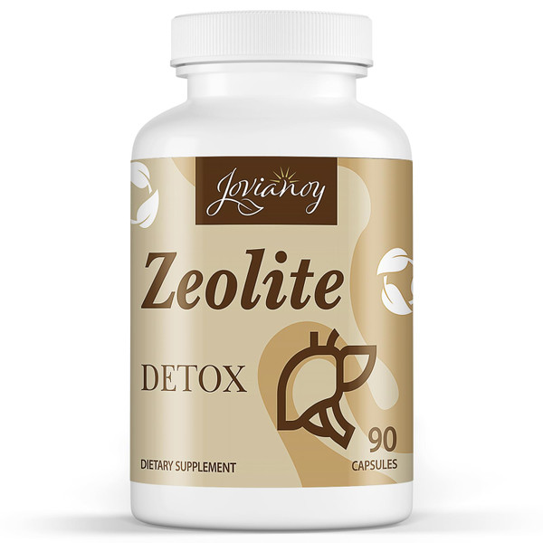 Jovianoy Zeolite Detox Capsules, Organic Activated Charcoal, Bentonite Clay, 1-2 µm Clinoptilolite, Maximum Absorption, Gut Liver Detox Cleanse Full Body for Women Men, 90 Capsules