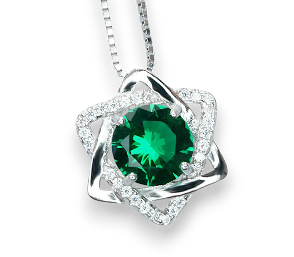 David Star Green Emerald Necklace 18kgp @ Sterling Silver 16" ~20" Adjustable Chain May Birthstone The Star of David #318 David Star Green Emerald Necklace 18kgp @ Sterling Silver 16" ~20" Adjustable Chain May Birthstone The Star of David #318