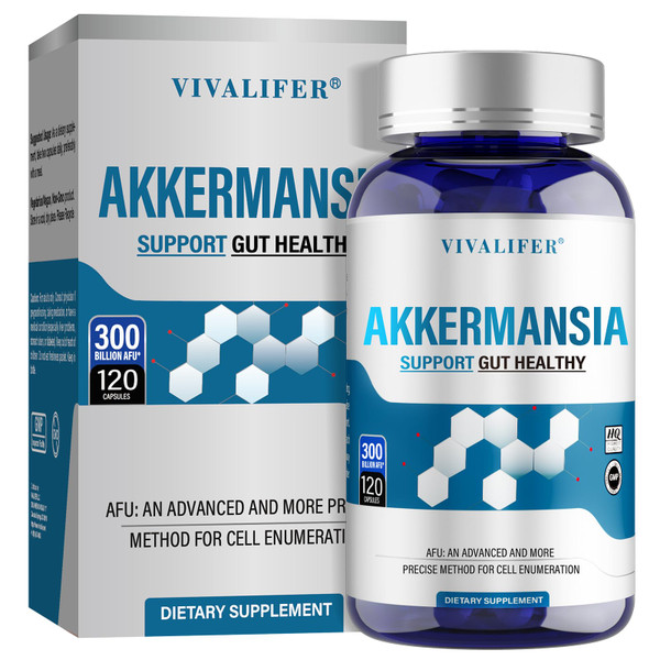 DQQI 300 Billion AFU Akkermansia Probiotic Supplement - 120 Capsules 2 Month Supply Supports Digestive, Immune & Overall Health - Increases GLP-1 Production - for Men & Women
