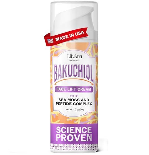 LilyAna Naturals Bakuchiol Face Lift Cream with Sea Moss and Peptide Complex - Face Cream for Women - Moisturizing and Lifting Facial Cream - Anti-Aging Overnight Moisturizer - Made in the USA - 1 oz
