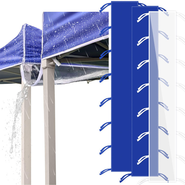 VirgoCCY 3-Pack Rain Gutter for Tents, 10 FT PVC Vinyl Canopy Tent Drainage Accessory, Blue